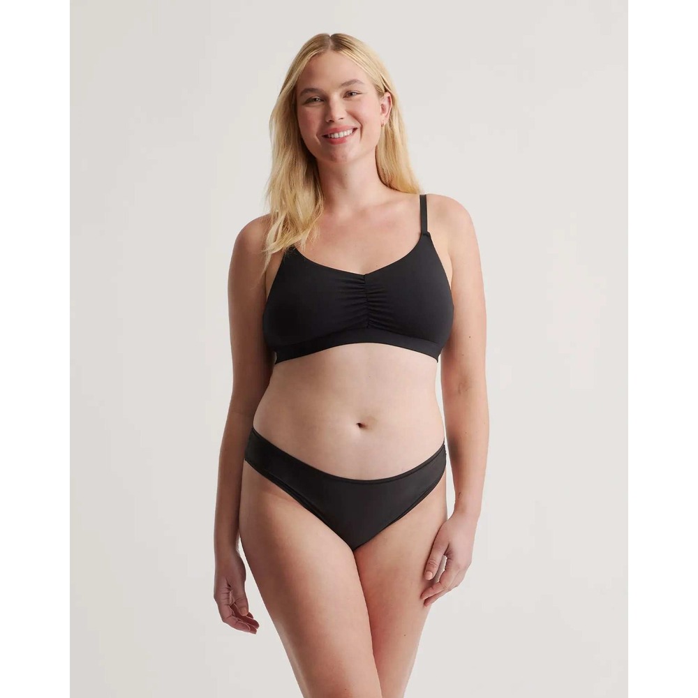 Quince Modal Ruched Front Bralette Black XL‎ Wireless Lounge Bra Comfort